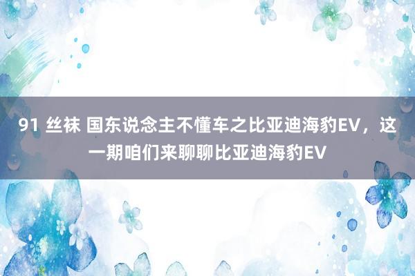 91 丝袜 国东说念主不懂车之比亚迪海豹EV，这一期咱们来聊聊比亚迪海豹EV