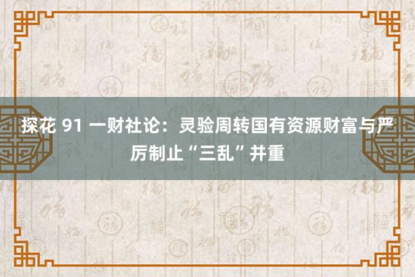 探花 91 一财社论：灵验周转国有资源财富与严厉制止“三乱”并重