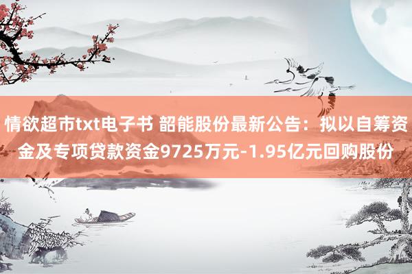 情欲超市txt电子书 韶能股份最新公告：拟以自筹资金及专项贷款资金9725万元-1.95亿元回购股份