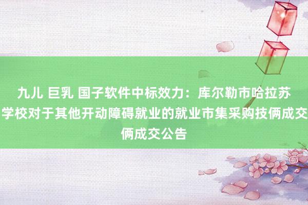 九儿 巨乳 国子软件中标效力：库尔勒市哈拉苏农场学校对于其他开动障碍就业的就业市集采购技俩成交公告