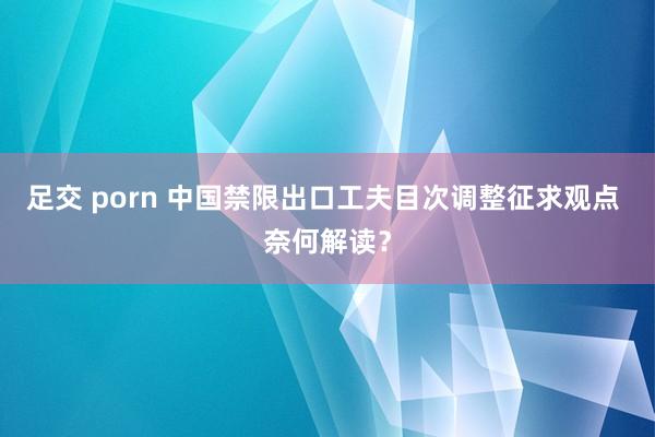 足交 porn 中国禁限出口工夫目次调整征求观点 奈何解读？