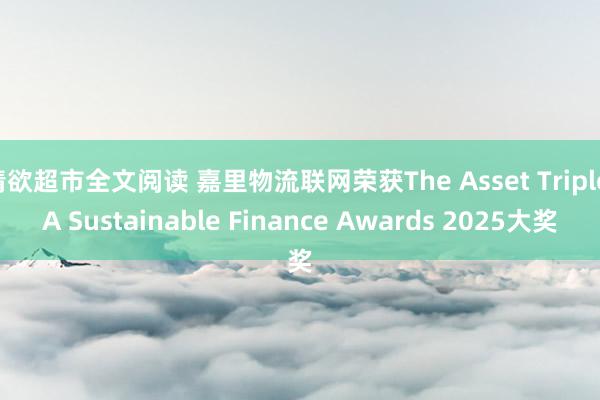 情欲超市全文阅读 嘉里物流联网荣获The Asset Triple A Sustainable Finance Awards 2025大奖